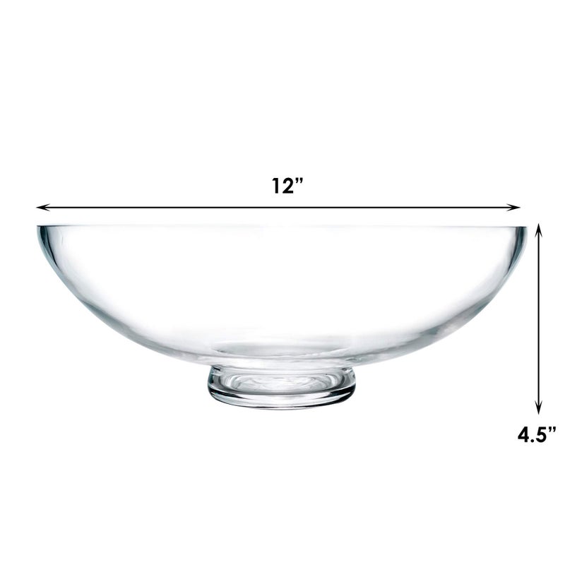 CYS EXCEL Glass Decorative Footed Bowl (H:4.5" D:12") | Fruit Display & Terrarium Bowl | Compote Vase & Kitchen Table Centerpiece - Image 2